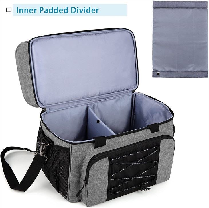 Bowling Bag For 2 Balls, Bowling Tote With Wooden Bowling Cups And Padded Divider For Double Ball And One Pair Of Bowling Shoes Up To Mens 16 And Extra Essentials, Bag Only