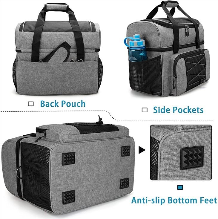 Bowling Bag For 2 Balls, Bowling Tote With Wooden Bowling Cups And Padded Divider For Double Ball And One Pair Of Bowling Shoes Up To Mens 16 And Extra Essentials, Bag Only