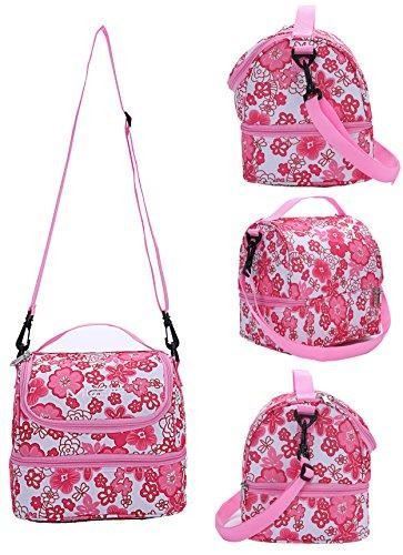 Double Decker Insulated Lunch Box W/Shoulder Strap